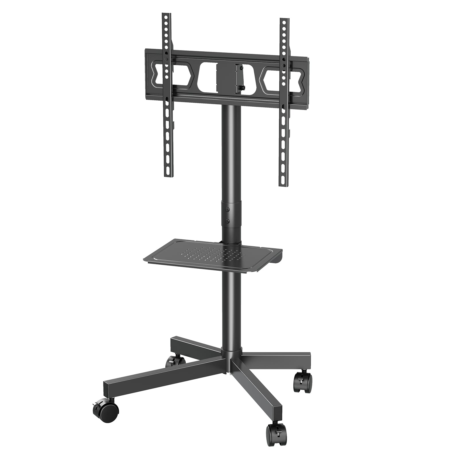 Mobile TV Stand for 23-60 Inch Flat Screen TVs, Tilt TV Cart with Adjustable Shelf & Locking Wheels, Rolling TV Floor Stand Max VESA 400x400mm, Portable TV Stand Holds Up to 77lbs.