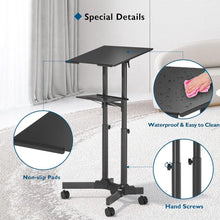 Height Adjustable Laptop Table with Wheels & Tilt | Sit Stand Workstation Dual Shelf free shipping
