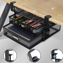 Gadget Wagon Metal Under Desk Organizer with 2 Shelves – No Drill, Office & Home Use (Black) free shipping