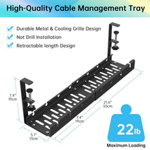 Gadget Wagon Extendable Cable Management Tray Organizer Under Desk for Office and Home No Drill Metal, Black Free Shipping