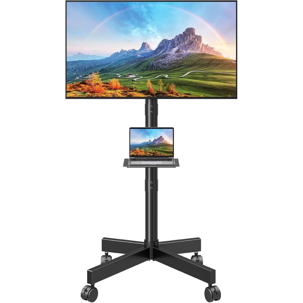 Gadget Wagon Mobile TV Stand for 23-60 Inch Flat Screen TVs, Tilt TV Cart with Adjustable Shelf & Locking Wheels, Rolling TV Floor Stand Max VESA 400x400mm, Portable TV Stand Holds Up to 77lbs. free shipping