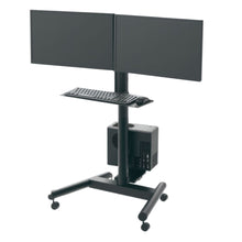 Gadget Wagon Mobile Desktop Monitor and CPU Stand with Keyboard Tray, Height Adjustable, Rolling Base
