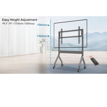 TV Movable Floor Stand Motorised Steel Video Conference Cart Remote Control Electric Adjustable Height Interactive Panel (43-90