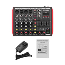 Gadget Wagon Portable 6-Channel Mixing Console Mixer 7-band EQ Built-in 48V Phantom Power Supports BT Connection USB MP3 Player for Music Recording DJ Network Live Broadcast Karaoke Free Shipping