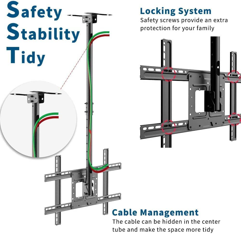 32 - 75 Inch Ceiling TV Mount  TVs | 2-5 Feet | 68.2 Kgs Load Capacity T560-15 FREE SHIPPING