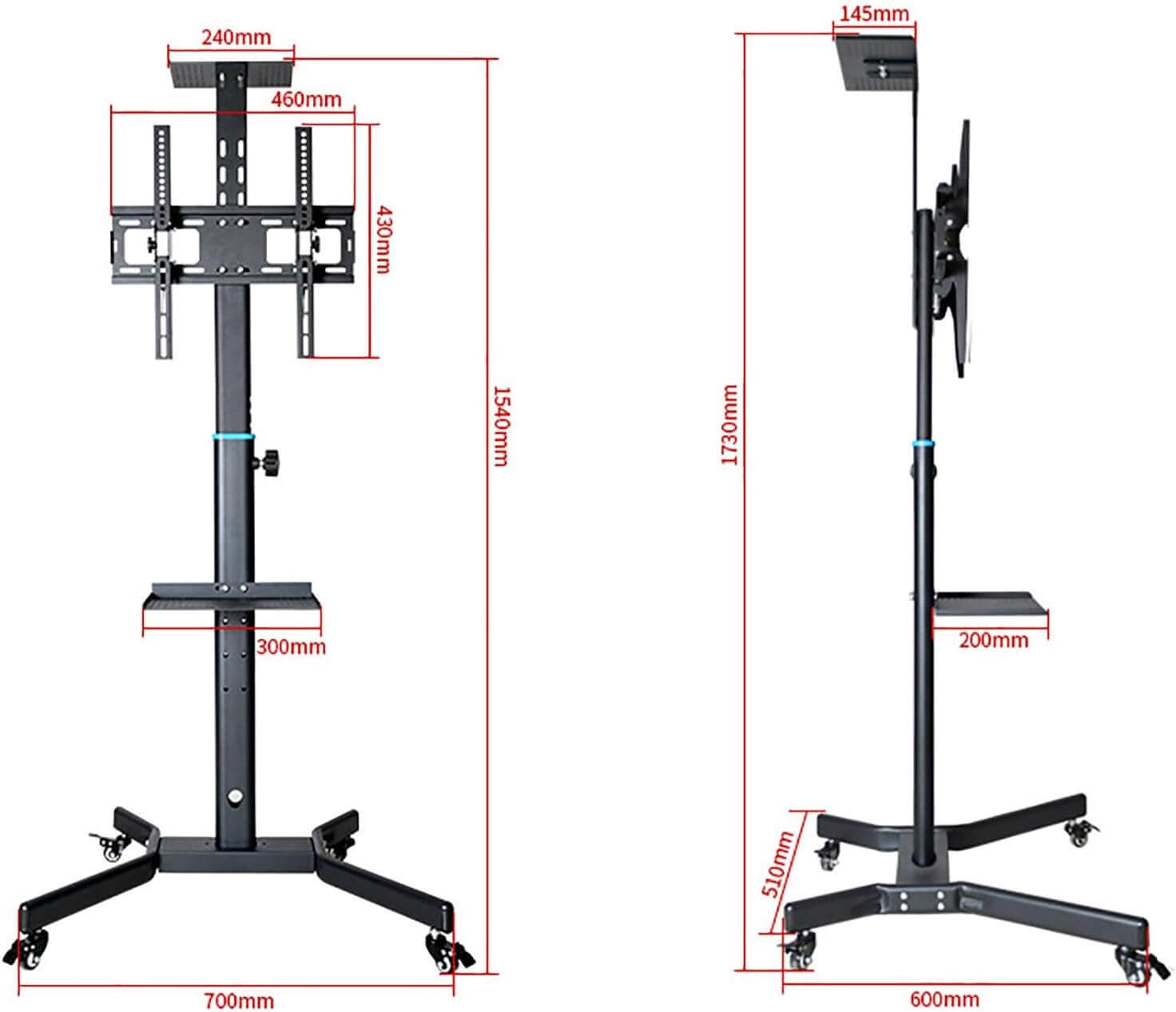 Gadget Wagon TV Trolley Mobile Cart for 32"-65" TVs, 50kg Capacity Free Shipping