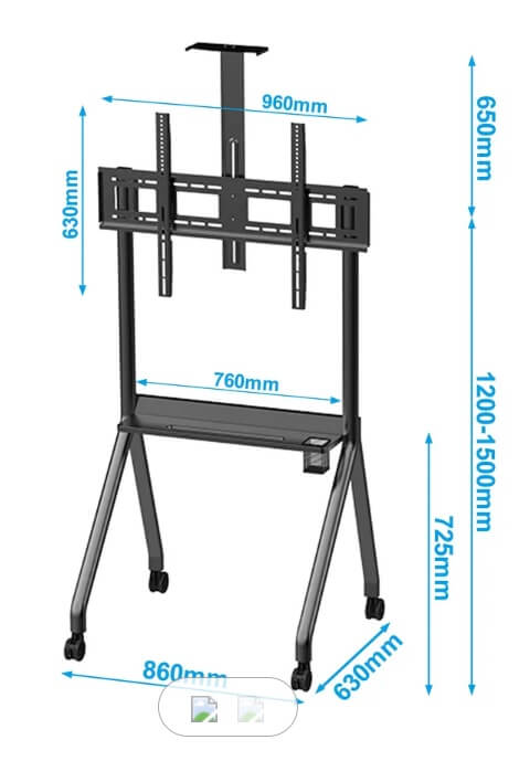 TV Stand | Adjustable Cart for 60"-98" TVs, VESA Supported, 150kg Load, free shipping