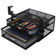 Metal Under Desk Organizer with 2 Shelves – No Drill, Office & Home Use (Black)