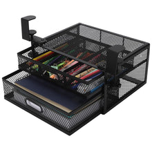 Gadget Wagon Metal Under Desk Organizer with 2 Shelves – No Drill, Office & Home Use (Black) free shipping