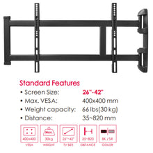 26 - 55 Inch TV Wall Mount Swivel 90 / 180 Degrees with Tilt