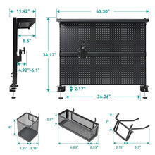 Gadget Wagon Desk Pegboard with Monitor Mount,2X Baskets, 2X Hooks, 1x top Shelf for Office, Gaming Desk Organizer, Privacy Panel,43 x 34inch, Black Desk Pegboard with Monitor Mount,2X Baskets, 2X Hooks, 1x top Shelf for Office, Gaming Desk Organizer, Privacy Panel,43 x 34inch, Black FREE SHIPPING