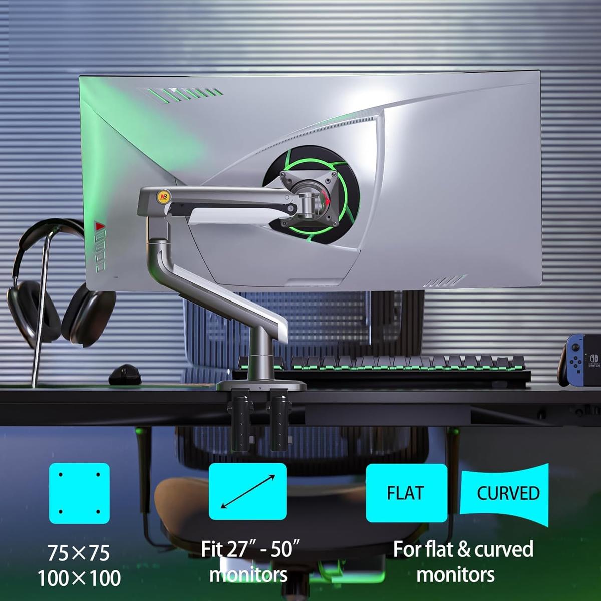 North Bayou 27'' to 50 inch Gaming Monitor-Arm for Flat/Ultrawide/Curved Monitors A5 Free Shipping