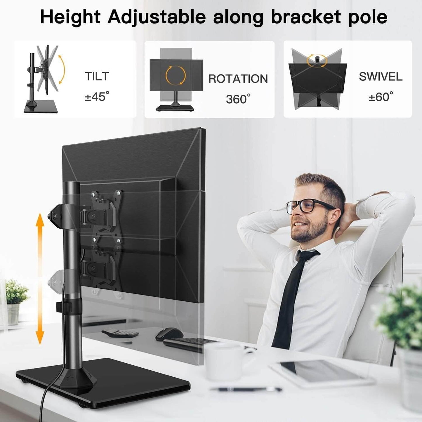 gadget wagon 13-32 inch Single Monitor Stand | Adjustable Height Swivel Universal Screen Freestanding for Ergonomic Viewing free shipping