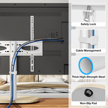 Universal Tabletop Swivel TV Stand for 37–55 Inch TVs, Height Adjustable TV Base with ±35° Swivel, Cable Management & Safety Lock, 40 kgs load capacity