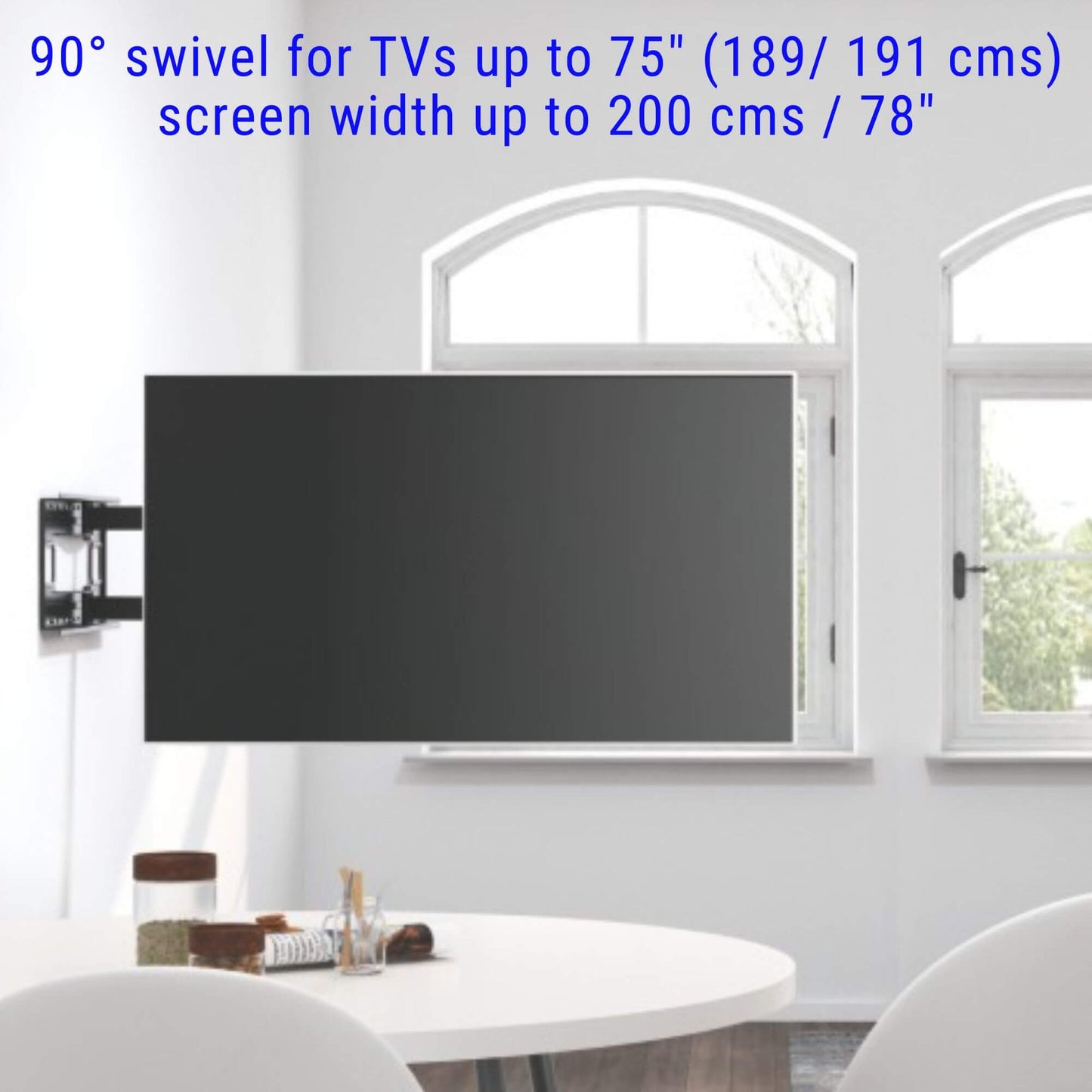 43 to 75 Inches TV Wall Mount, Long Arm 1060 mm, Swivel 270 Degrees, Tilt 20 Degrees, VESA 600x400 mm, 45 kg Load Capacity FREE SHIPPING