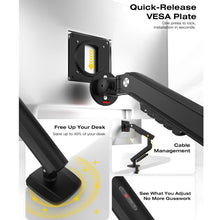 NB  17-32 inch Monitor Desk Spring Arm 360 Degree Movement Heavy Duty 2-9 kgs Load Capacity (Black, Single Arm)