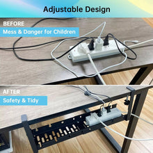 Cable Management Tray Organizer Under Desk Slim for Office Home No Drill Metal, Black 07