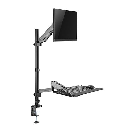 Gadget Wagon 22 - 32" monitor mount Pole held floating sit-stand desk converter with single DWS20-C01 Free Shipping