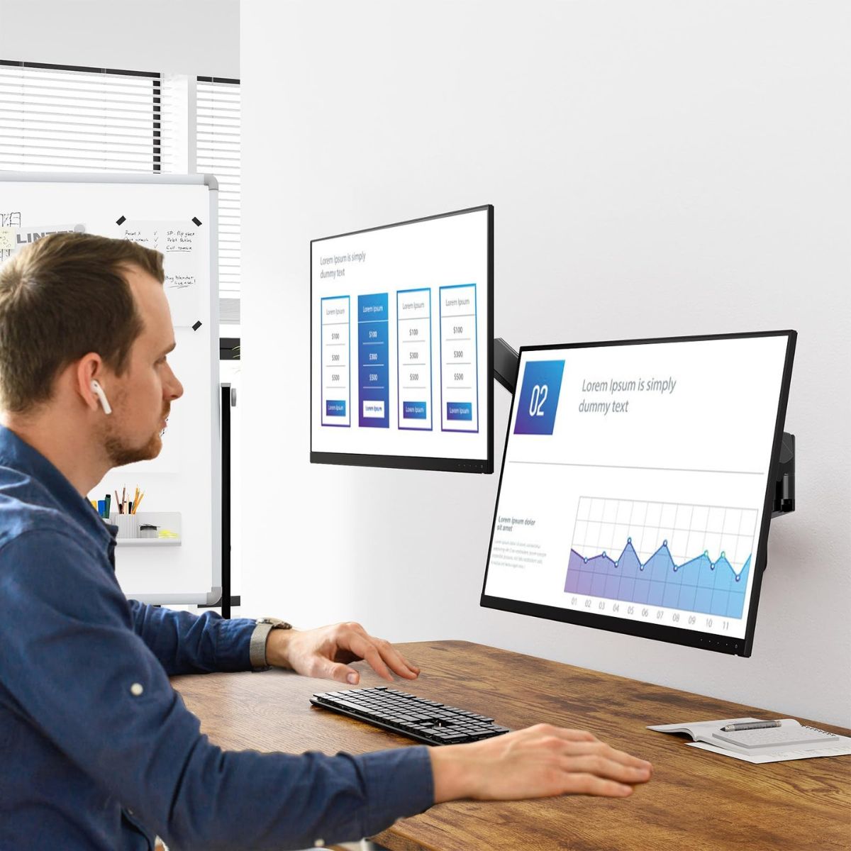 13-32" Dual Monitor Gas Spring Wall Mount 360 Degree Swivel & Tilt View FREE shipping Gadget Wagon