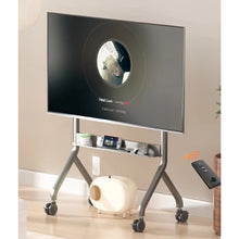 TV Movable Floor Stand Motorised Steel Video Conference Cart Remote Control Electric Adjustable Height Interactive Panel (43-90