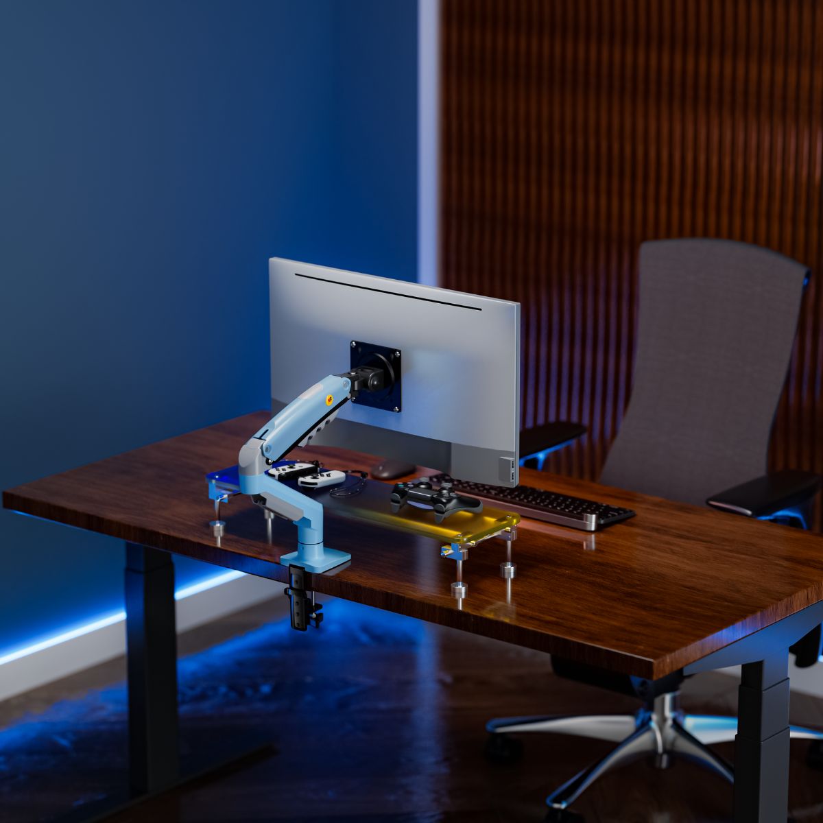 North Bayou 17-30" Gas Strut Monitor Arm Desk Mount F80 Blue free shipping