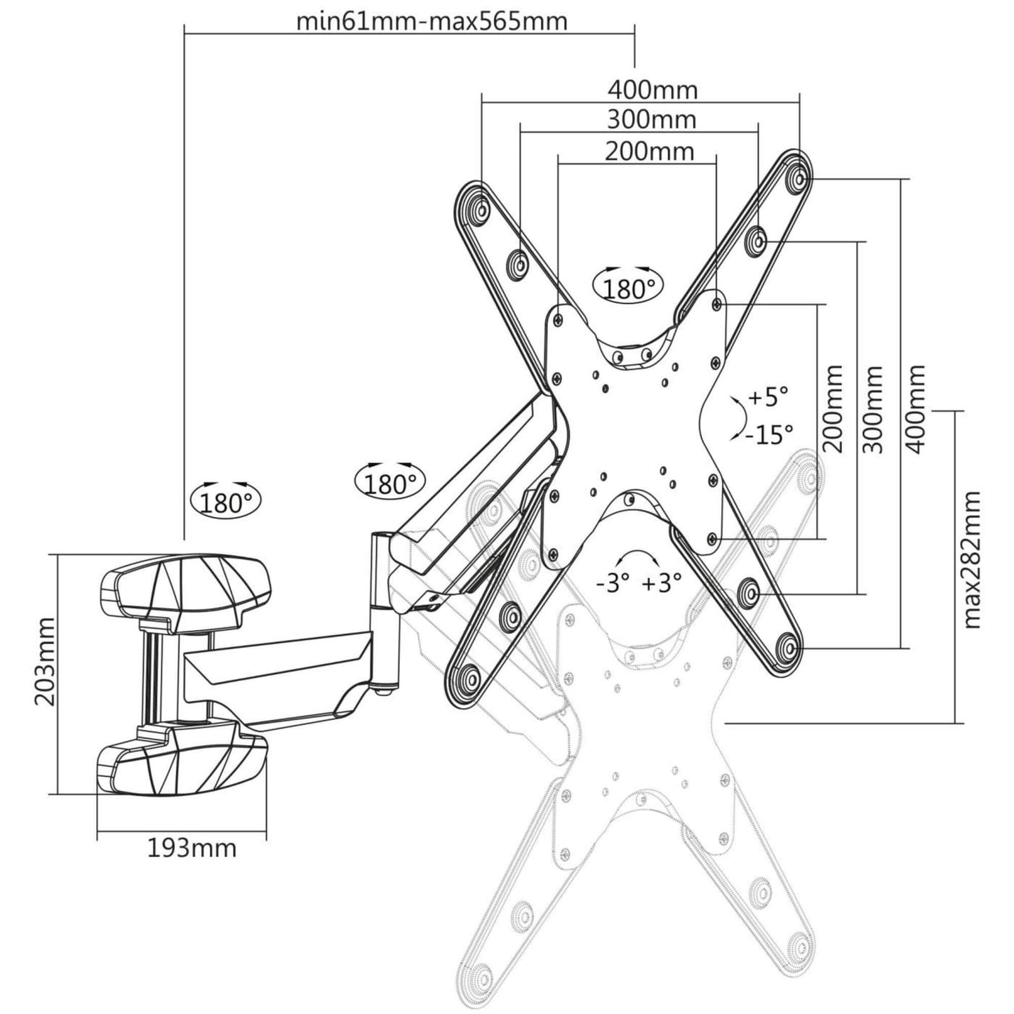 GADGET WAGON 23 to 55 inches LED TV Gas Spring Flexi Wall Mount 30 Kgs Load Capacity FREE SHIPPING