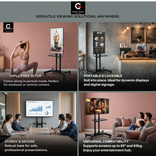 42–85 Inch TV Cart with Wheels for LED LCD TVs | Portrait & Landscape Rotation | VESA 600×400 mm | Heavy Duty Mobile TV Stand | 50 kg Load Capacity