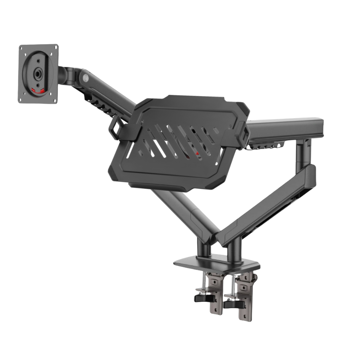Gadget Wagon Monitor Arm with Laptop Tray | Adjustable Desk Mount for 17-32” Monitors & Up to 16” Laptops | Dual Screen Ergonomic Setup, free shipping
