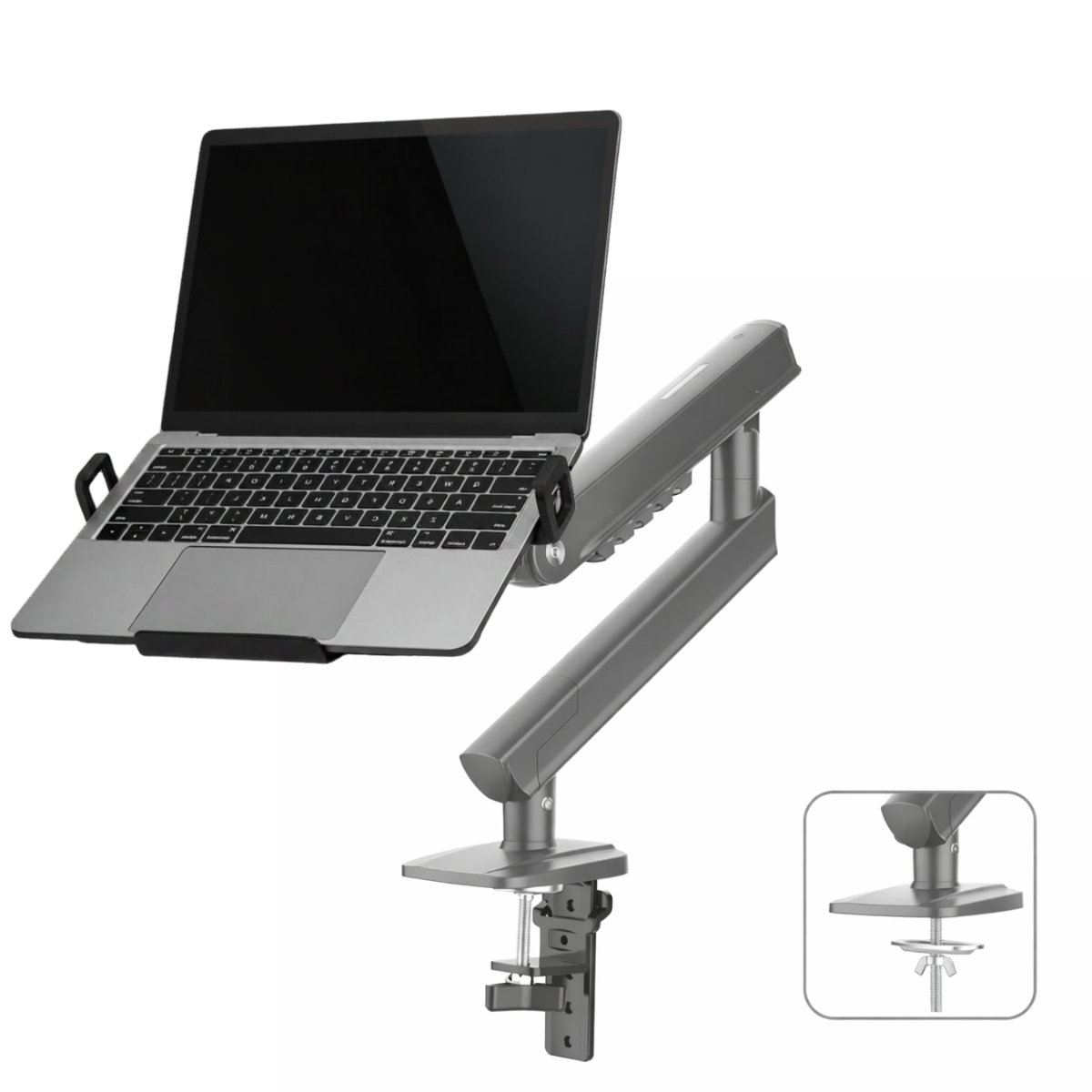 Premium Laptop Desk Stand with Spring Arm | 360° Swivel Tilt Rotation | Adjustable Height Mount for 13-17” Laptops | Heavy Duty Aluminium Build, free shipping