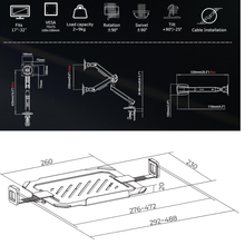 Laptop Desk Stand with Spring Arm | 360° Swivel Tilt Rotation | Adjustable Height Mount for 13-17” Laptops | Heavy Duty Aluminium Build