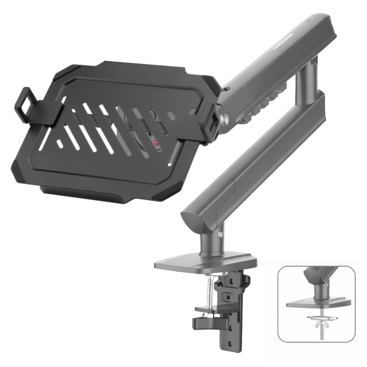 Premium Laptop Desk Stand with Spring Arm | 360° Swivel Tilt Rotation | Adjustable Height Mount for 13-17” Laptops | Heavy Duty Aluminium Build, free shipping