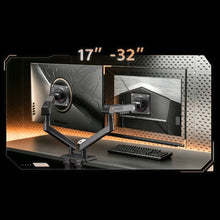 Dual Monitor Arm|Mechanical Spring|Full Motion|Desk Clamp|17–32 Inch|VESA 75×75/100×100 mm|2–9 kg per Arm|Black, free shipping