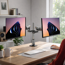 Dual Monitor Arm Mount for 27″–50″ Screens, Gas Spring Adjustable, Ultra wide Compatible, 360° Rotation, free shipping