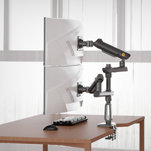 Dual Monitor Arm Mount for 27″–50″ Screens, Gas Spring Adjustable, Ultra wide Compatible, 360° Rotation, free shipping