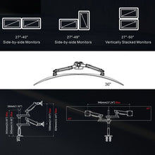 NB Dual Monitor Arm Mount for 27″–50″ Screens, Spring Adjustable, Ultrawide Compatible, 360° Rotation