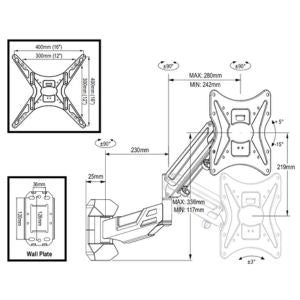 GADGET WAGON 23 to 55 inches LED TV Gas Spring Flexi Wall Mount 30 Kgs Load Capacity FREE SHIPPING