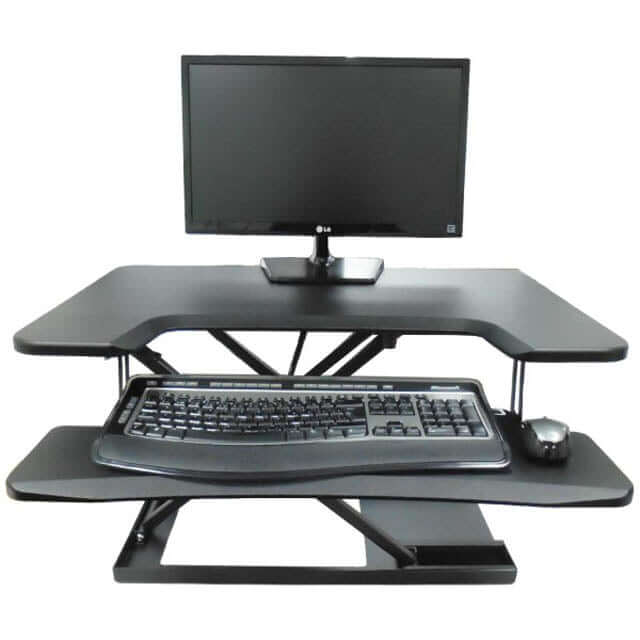 Sit-Standing Desk, Height-Adjustable Desk Attachment with Gas Spring Desk Converter for Monitor Laptop up to max. 10 kg (Black), Ergonomic Aluminum, free shipping