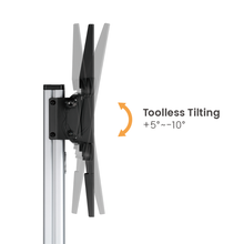 TV floor stand with wheel adjustable orientation for portrait and landscape viewing 