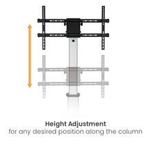 TV floor stand with wheel adjustable orientation for portrait and landscape viewing 