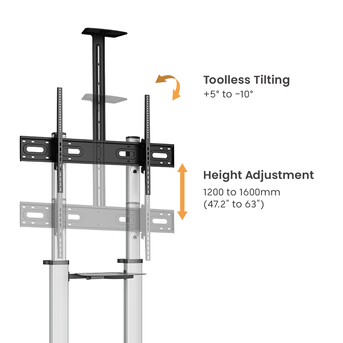 TV mount with tilting and height adjustment features 
