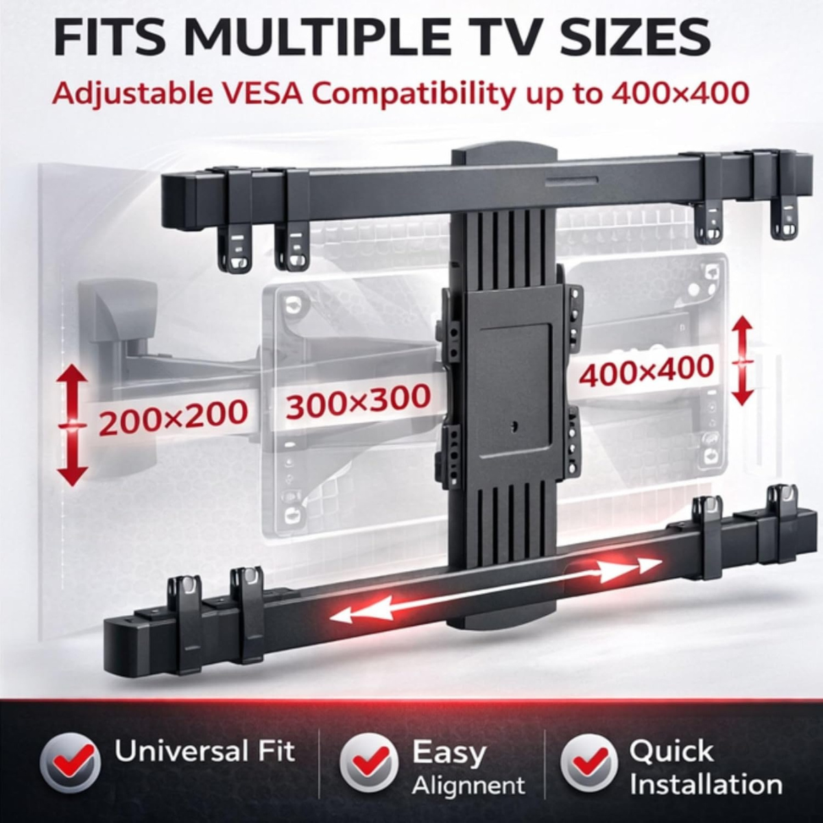 Heavy Duty Premium Full Motion TV Wall Mount for 32–65 Inch TVs | 21” Extendable Arm | 90° Swivel & Tilt | VESA 400x400 | Supports up to 35kg, free shipping
