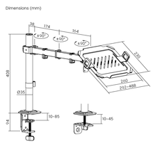 Technical drawing of a mechanical component with dimensions labeled