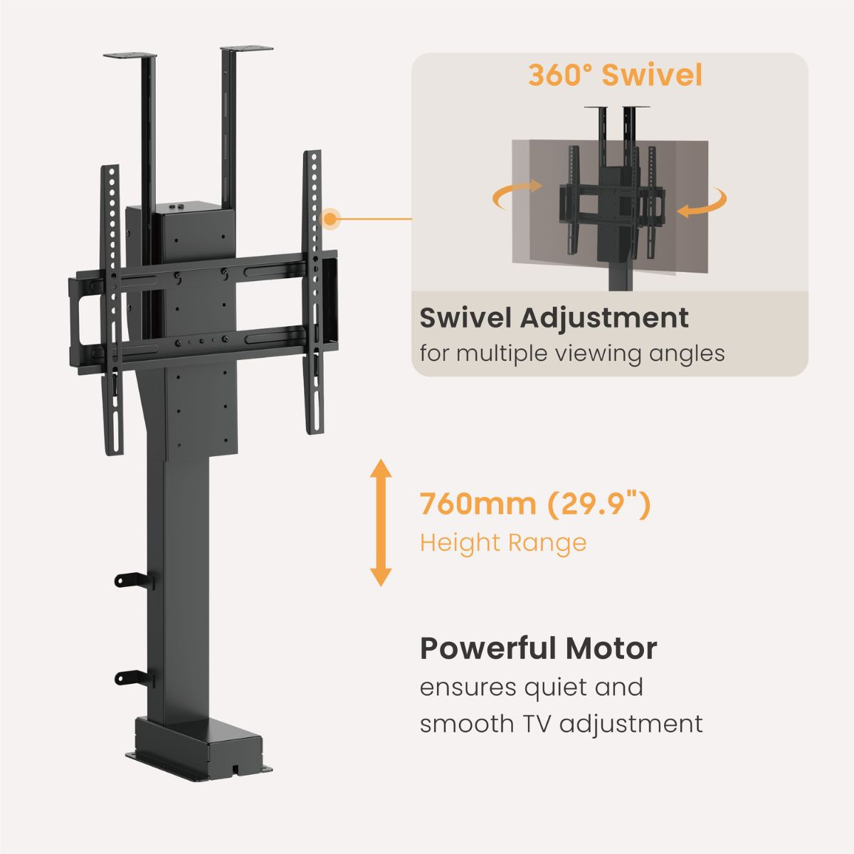 Lumi Smart Motorized TV Lift Stand with 360° Swivel, 32"–55" TVs, Alexa & Google Home Compatible, free shipping