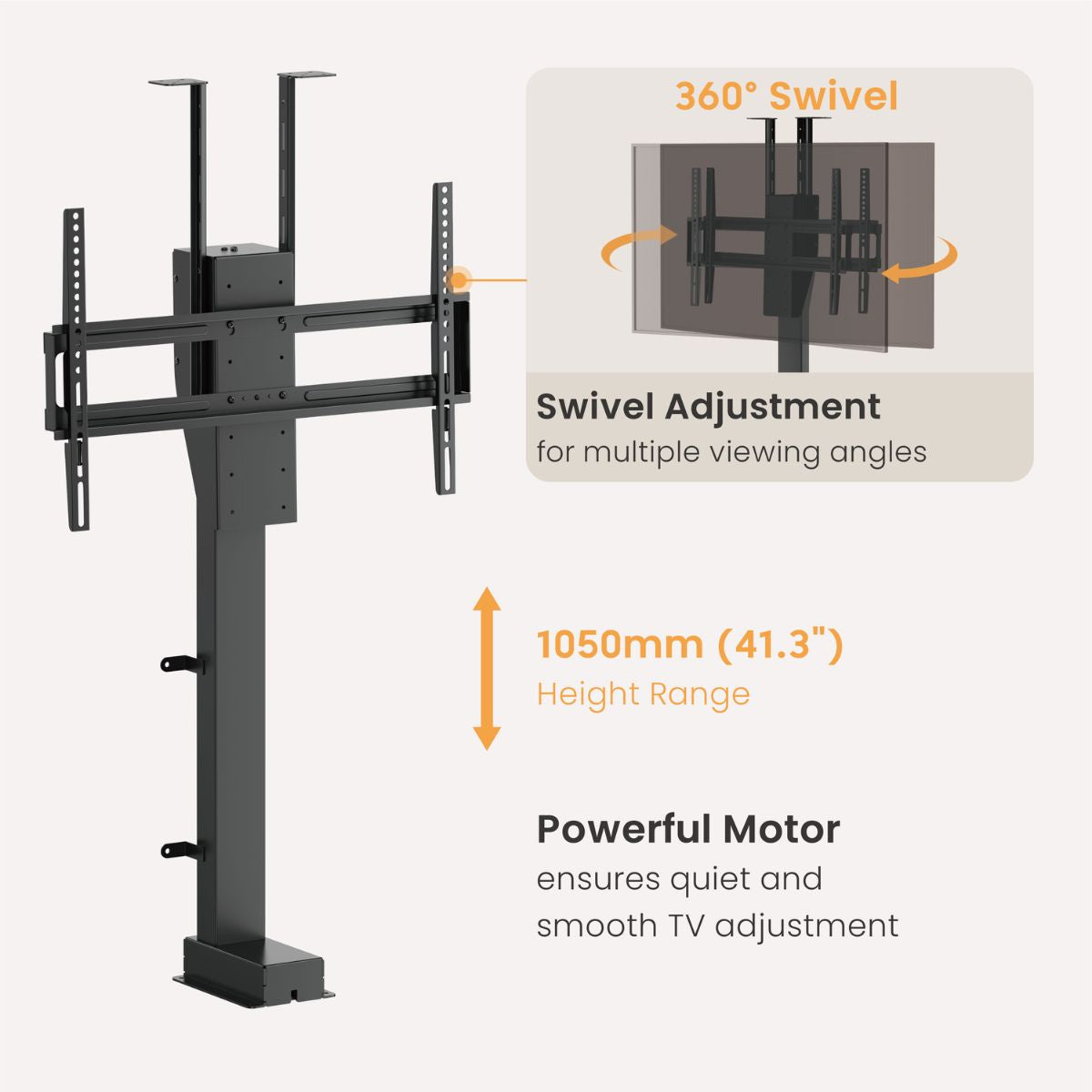 Lumi Smart Motorized TV Lift Stand for 37"–80" Displays, 360° Swivel, Voice & App Control, free shipping