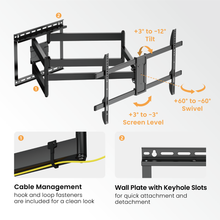 Lumi 43″–90″ Extra Long Arm Full-Motion TV Wall Mount – 1080mm Extension LPA84-486XL