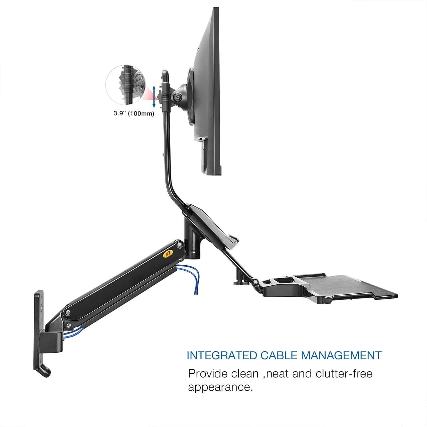 NB Sit Stand Desk Monitor Keyboard Gas Spring Wall Mount MB32