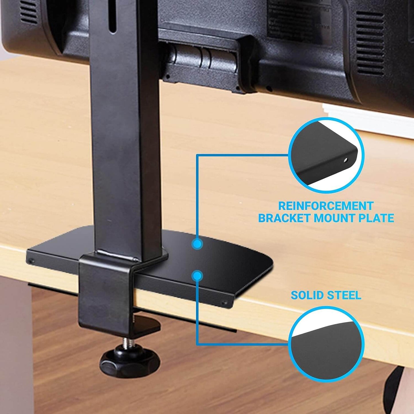 Protective Plate for Metal Monitor Mount Reinforcement Plate for Thin Glass Fragile Tabletop