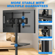 Universal Mobile TV Stand with Wheels for 23–55 Inch TVs|Height Adjustable|VESA 100x100 to 400x400|Up to 40 kg|Black, free shipping