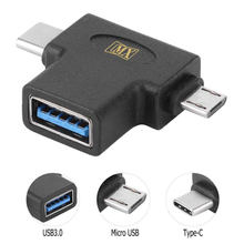 MX 2-in-1 USB 3.0 OTG Adapter, USB-A Female to Micro-USB & Type-C Male, High-Speed Data & Charging,T-Shape Design, free shipping