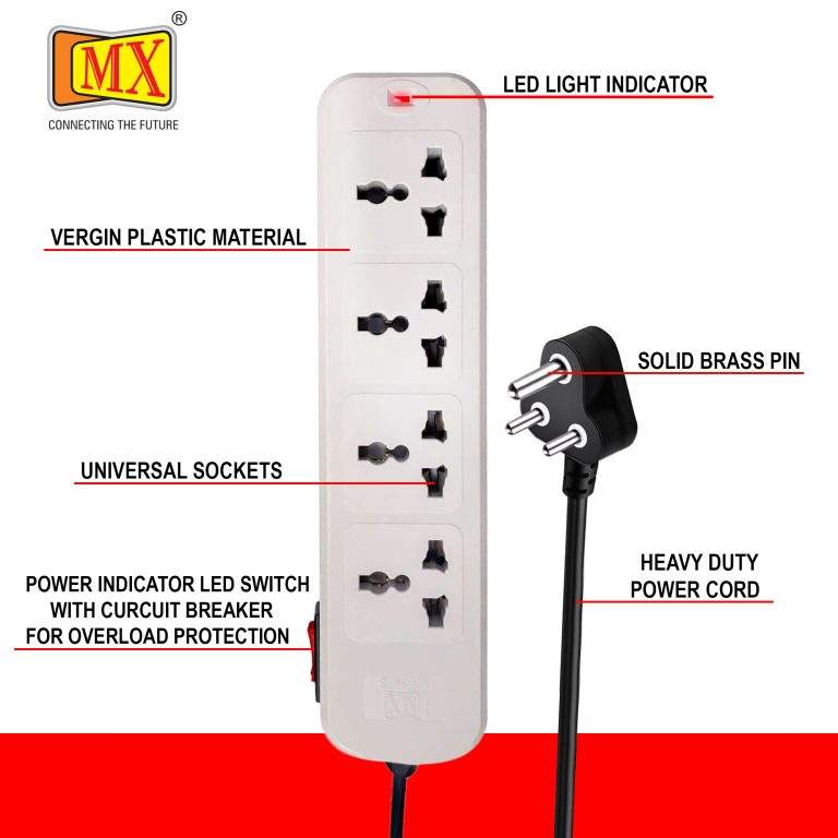 MX 4-Outlet Surge Protector | Master Switch, LED Indicator 3425 Free Shipping